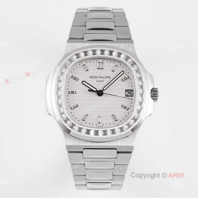 (PPF) V4 Version - Best Replica Patek Philippe Diamond Watch With White Dial Diamond Markers 